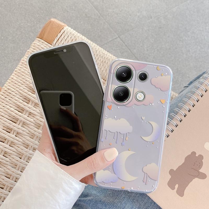 Stars Patterned Soft Silicone Case For Samsung A55 S24 Xiaomi Redmi Note 13 Pro 13C iPhone 15  Huawei Honor Realme Camera Protective Shockproof Cover