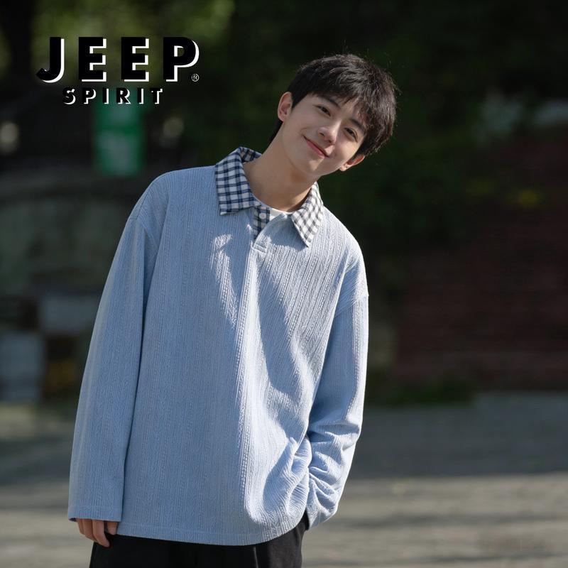 JEEP SPIRIT Men's Faux Two-Piece Long Sleeve Sweatshirt