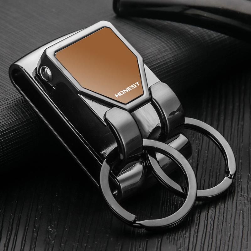 Buy Men Key Chain Belt Clip Pull Double Loops Silver Keychain Men Car