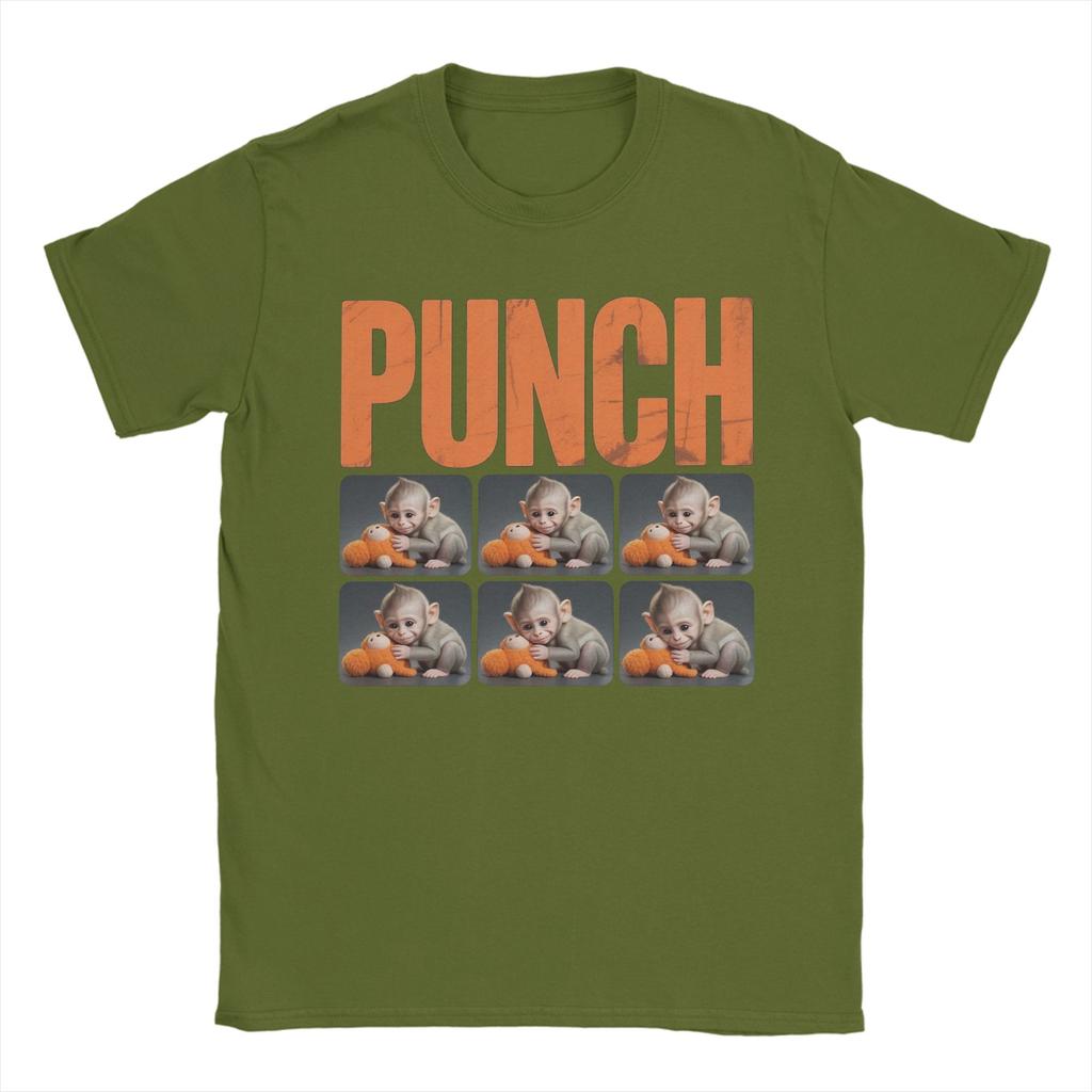 Unisex Kvinnor Grafiskt Tryckt Team Punch Punch the monkey Babyapa som Håller Gosedjur T-shirt Bomulls-T-shirts Kläder