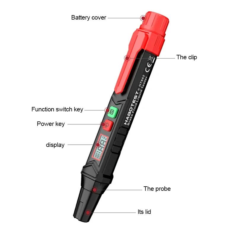 Brake Fluid Tester Auto Car Brake Liquid Digital Tester Pen LED Indicator Accurate Automotive Brake Oil Tester Sound Light Alarm