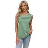 Women's New Spring/summer Solid Colour U-neck Pleated Vest T-shirt