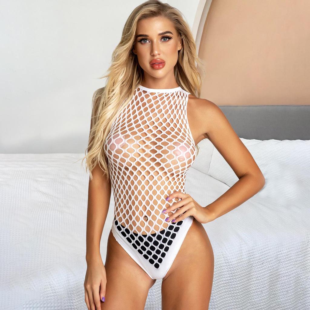 Європейський та американський боді-сітка інфлюенсера: Сукня-комбінація з швидкознімними бретелями без рукавів з вирізами