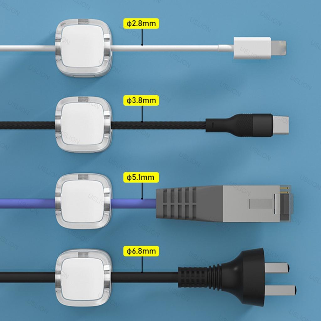 6pcs Magnetic Cable Management Clips Multi-Colored Plastic Cord Organizer Desk & Wall Mounted Hooks For Phone Data & Charger