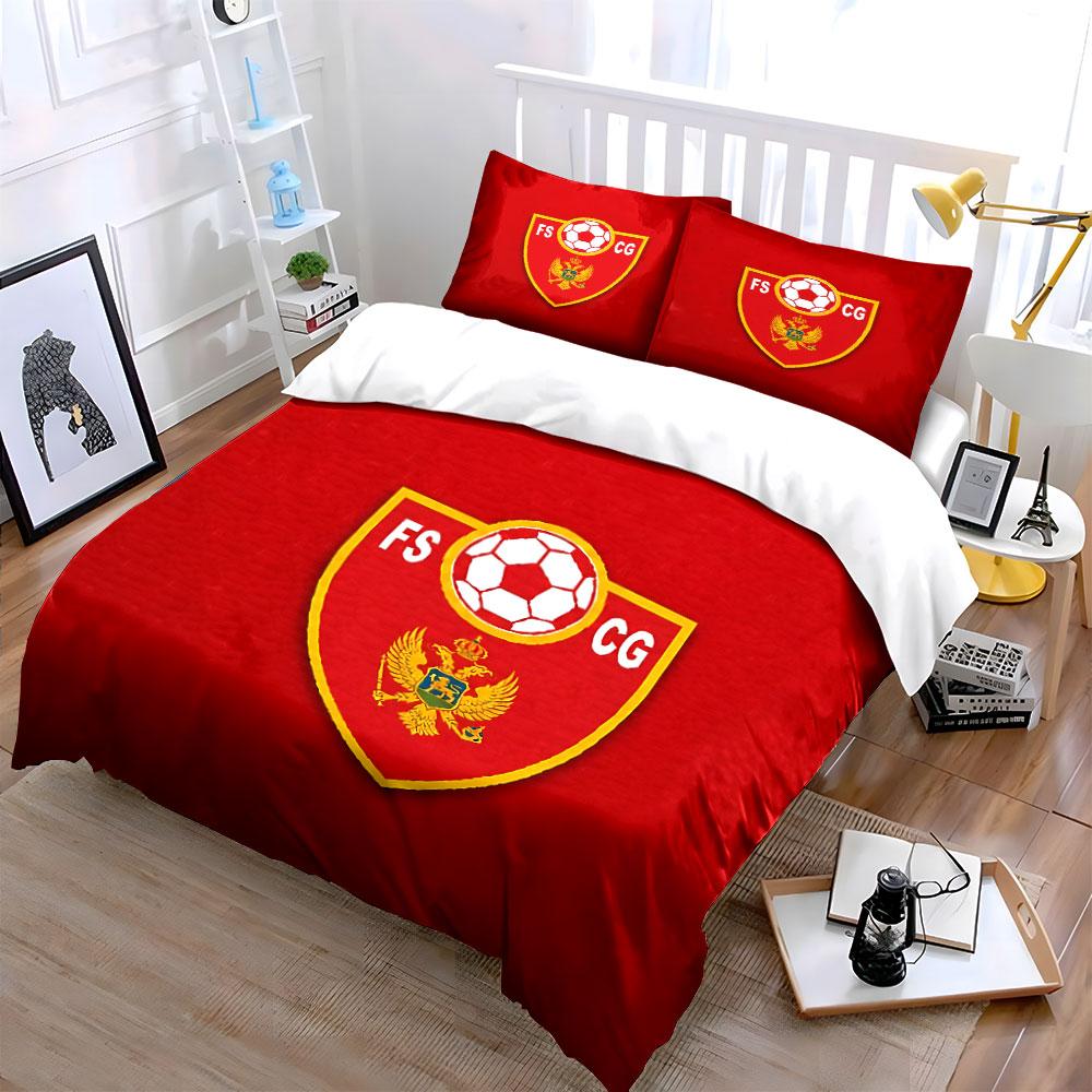 "Red Soccer Crest Bedding Set" Bedding Duvet Cover Set Duvet Cover Pillowcases (1 * Duvet Cover 2 * Pillowcases, Without Duvet Insert)