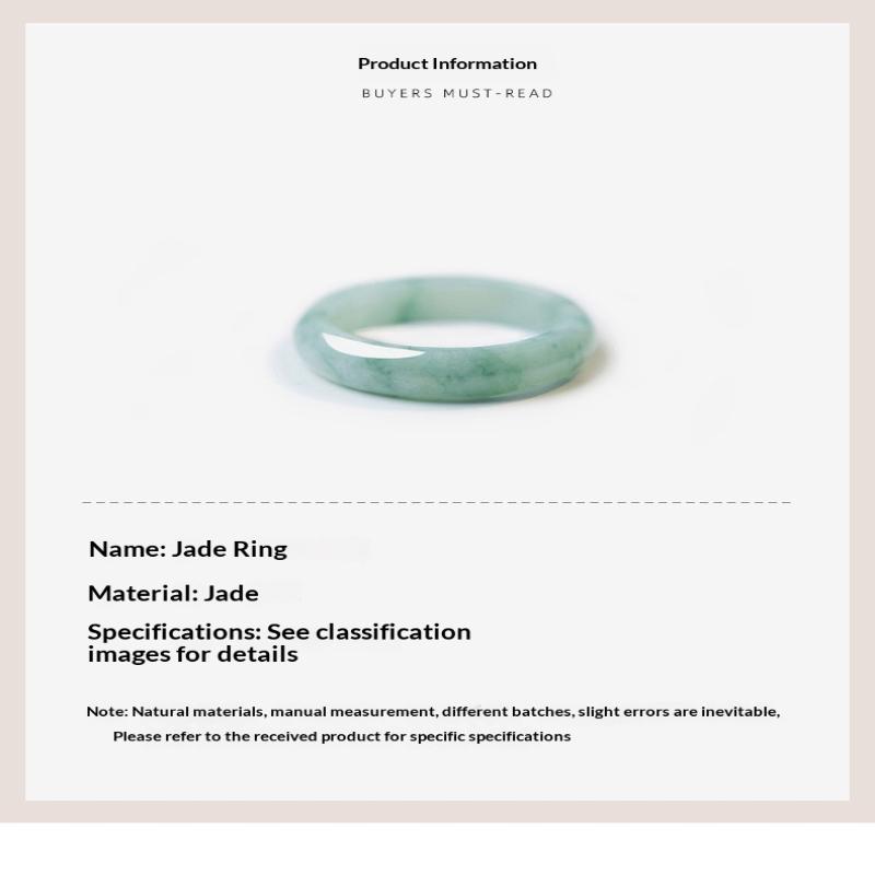 1 Pcs A Grade Jadeite Ring For Men And Women White Ice Type Finger Ring Simple Style Unisex Ring