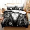 Dark Satanic Duvet Cover Set Satan Goat Inverted Pentagram Skull Bedding Set Full King Size Bed Set Bedroom Comforter Cover Set