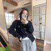 Women's Soft Knit Embroidered Bow Crew Neck Cardigan - Autumn Loose Sweater Coat