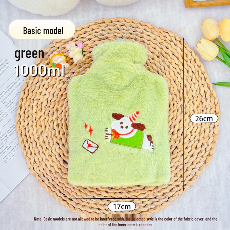 1200ml Cute Embroidered Hot Water Bottle with Plush Insertable Hand Warmer for Winter