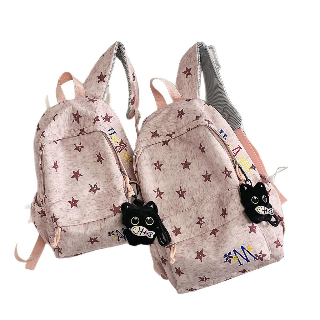 Schoolbag American Style Star Backpack Male and Female College Students High Value Ins Large Capacity Lightweight Simple Junior High School Bag