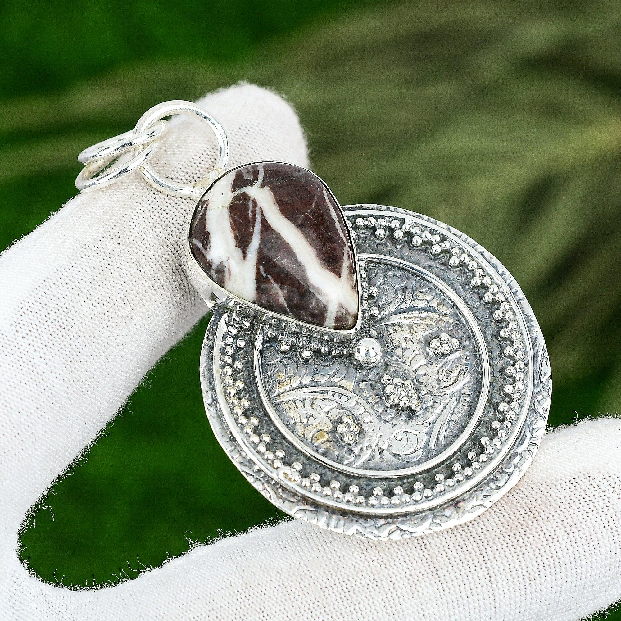 

Memorial Day Sale 925 Silver Coconut Jasper Gemstone Artisan Bezel Wife Pendant