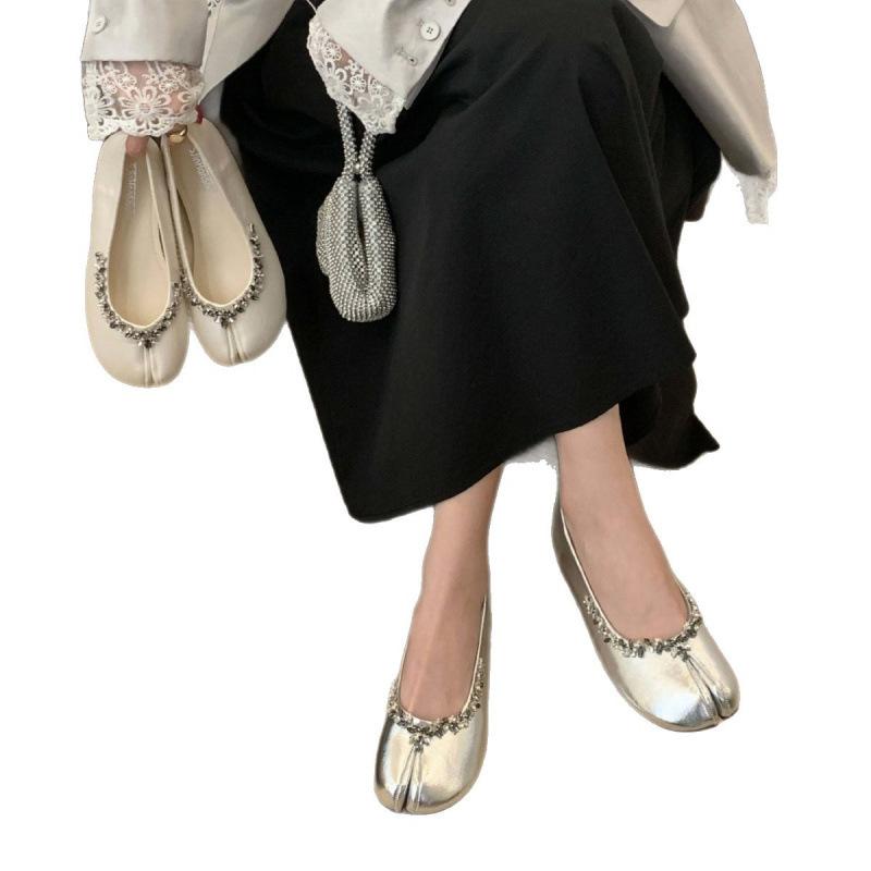 2025 early autumn new luxury rhinestone temperament sub-toe soft sole inner height-increasing single shoes