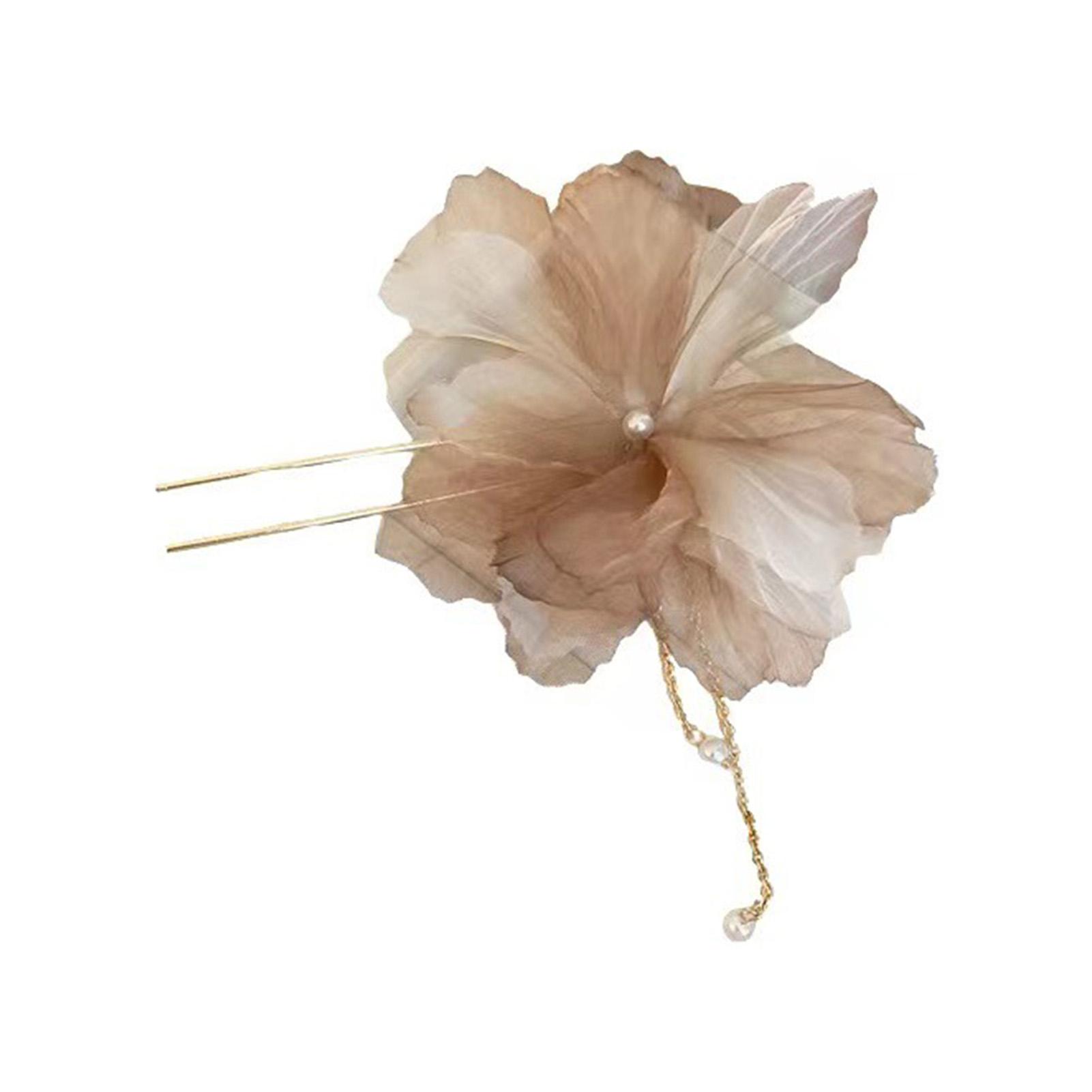

Women Flower Hair Chignon with Pearls Retro Floral Design Hair Sticks with Pearl Tassel for Women Girls and Hairdressing Salon