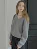 AVANT-G V-Neck Oversized Knit Pullover - Gray