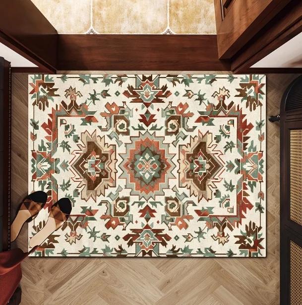

Ковер в персидском стиле Этнический стиль Тканый Геометрический узор Принтованный коврик Комната Гостиная Украшение Ретро Домашний коврик 40X60CM