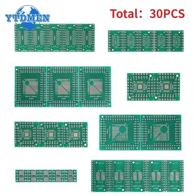 30 teile/los PCB Board Kit Platine SMD Drehen Zu DIP Adapter Konverter Platte FQFP HTQFP QFN48 SOP SSOP TSSOP 8 16 24 28