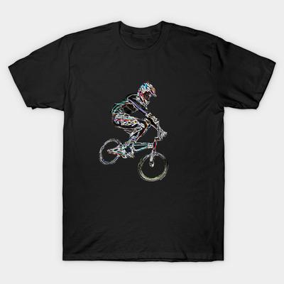 Men Black Print T-shirt Bmx No-Cut Transfer Paper Print Cotton Tshirt