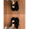 Mori literary and artistic style frosted leather Mary Jane shoes one-word buckle with shallow mouth round head flat-bottomed ballet shoes