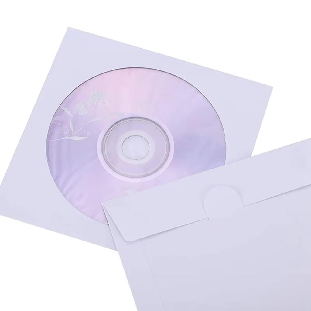 100Pcs 8cm VCD VCD Sleeves with Clear Window Reusable Dustproof Envelopes Protector for Music Movie Collection
