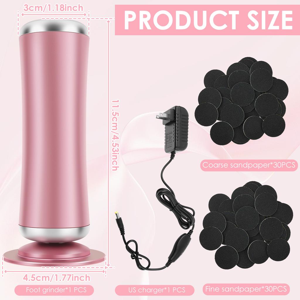 Electric Foot Callus Remover Rechargeable Pedicure Tool Adjustable Foot File Portable Callus Remover with Replacement Sand