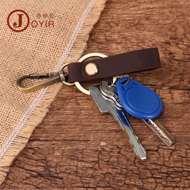 

Новый кожаный брелок мужские универсальные аксессуары пряжка для маленькой сумки нишевый ретро-стиль первый слой коровьей кожи автомобиль