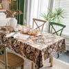 Kwastrand Katoen Linnen Tafelkleed Rood Feestdagen Jacquard Eettafelkleed Bloempatroon Stofdicht Tafelkleed Achtergronddoek
