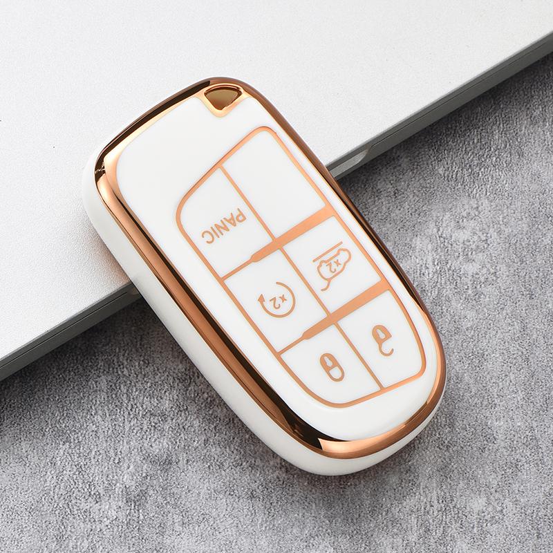 Plating TPU Car Key Cover Case Fob for Jeep Renegade Compass Grand Cherokee for Chrysler 300C Wrangler Dodge Car Accessaries