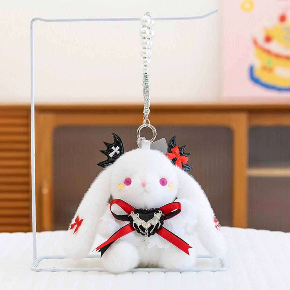 Cartoon Rabbit Doll Keyring Princess Pearl Dress Drooping Ear Rabbit Pendant  Backpack Decor