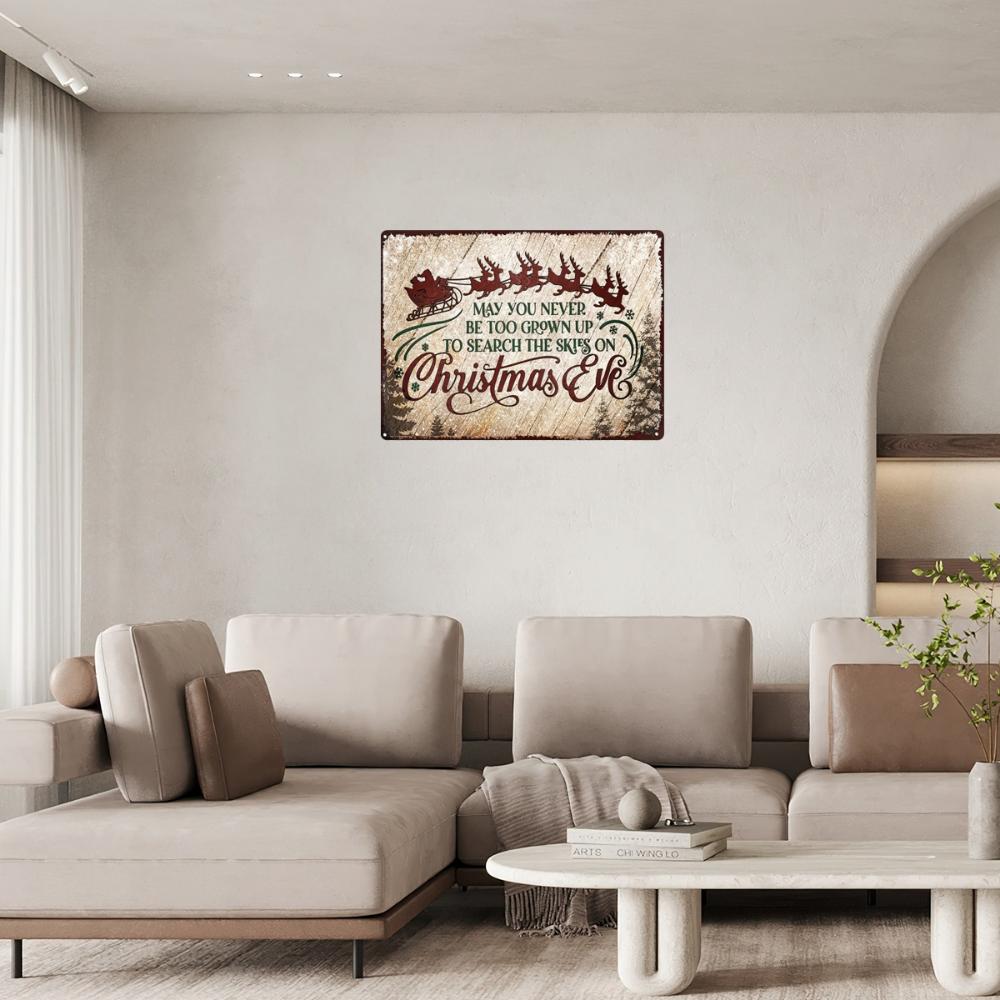 Vintage Christmas Eve Tin Sign "May You Never Be Too Big To Explore the Sky" Vintage Metal Wall Decor for Home, Hotel, Cafe