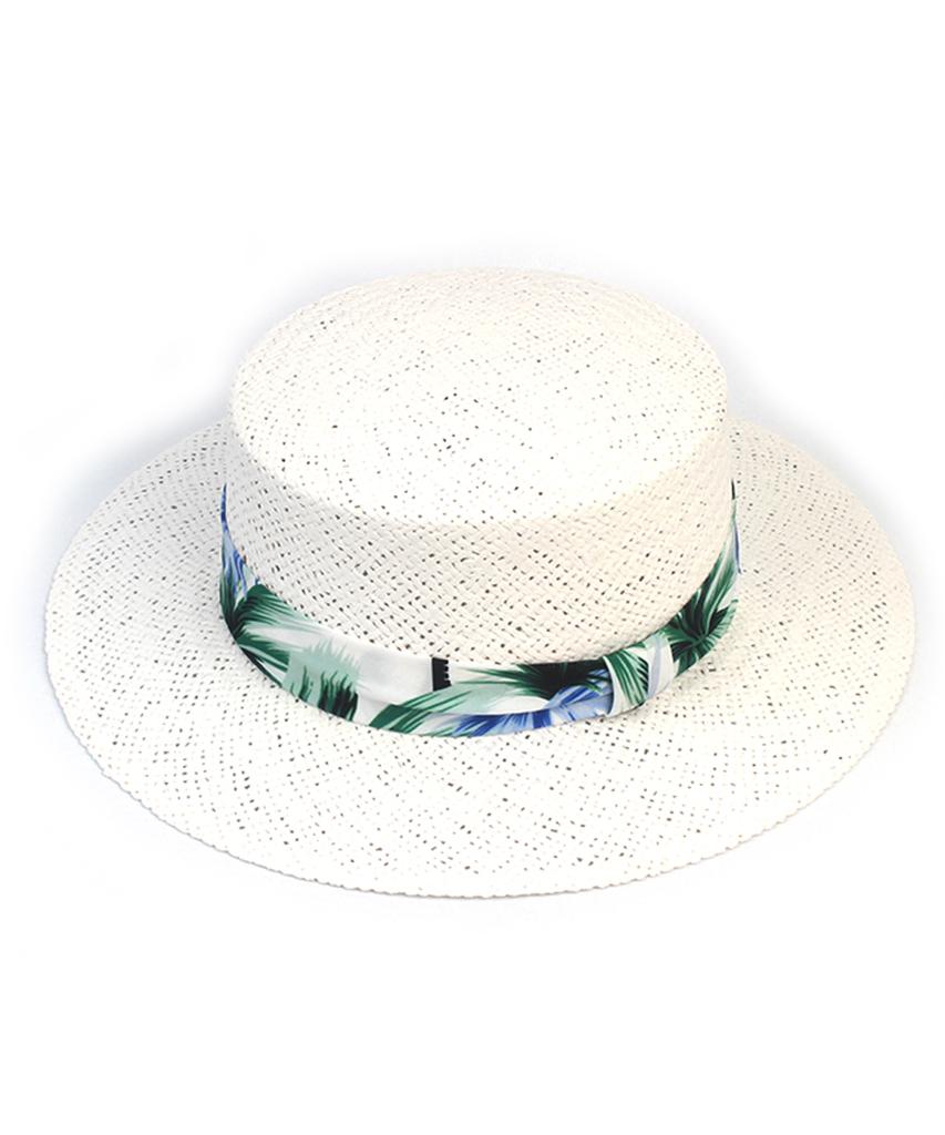 Yunibeosyeolkemiseuteuli Hawaii Line White Flat Panama Hat Summer Hat