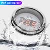 Marine Voltmeter, Waterproof Anti‑fog LED Digital Battery Voltage Gauge, 2in Universal Stainless Steel Volt Gauge with Smart Alarm for Car, Boat,