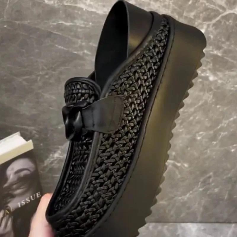 Black Brown Casual Business Loafers Man Platform Shoes Sandals Women Shoe Man Slip on Mules Half Shoes Man