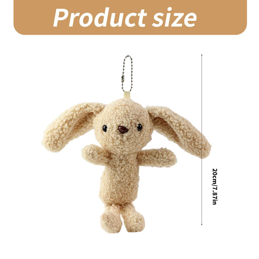 Plush Big Ear Rabbit Keychain Lovely Decorations Keyring Ornament Backpack Handbag Charm Pendant Gift for Girls Women