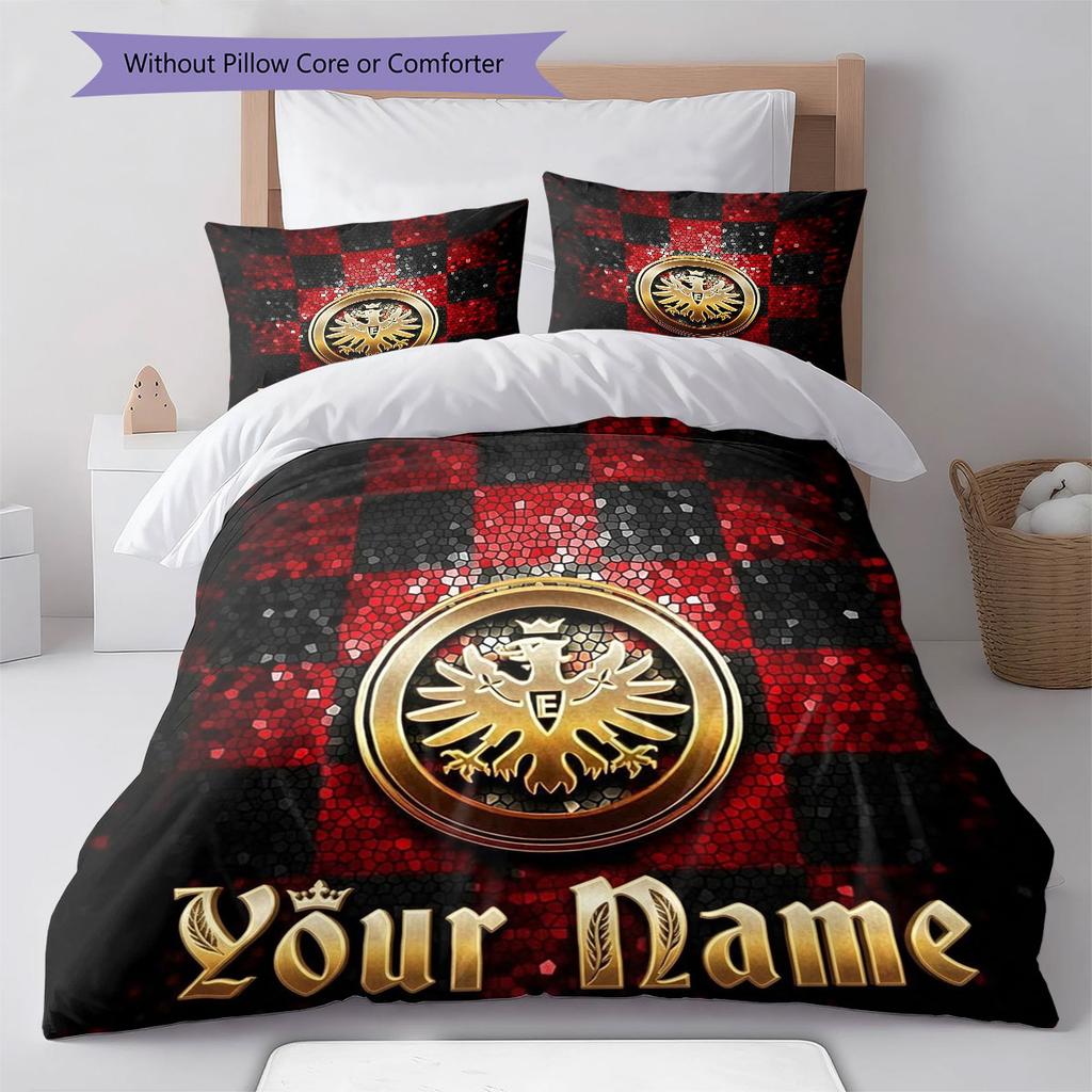 Eintracht Frankfurt Custom Name Pattern Bedding,Quilt Set Quilt Cover Pillowcase Home Birthday Gift(1 * duvet cover + 2 * pillowcase, without core)