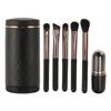 6 In 1 Makeup Brush Set Portable Synthetic Cosmetic Brushes Set for Foundation Blending Powder Eye Shadow with Mirror