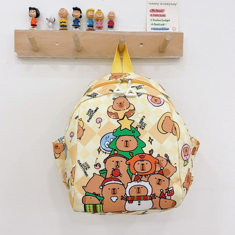 Backpack Children Capybara Zipper Design Adjustable Shoulder Straps Schoolbag