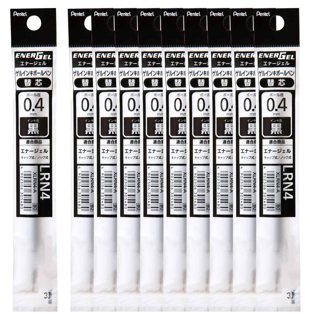 Pentel EnerGel Ballpoint Pen 10 pieces Refill, 0.4mm, XLRN4-A, Black,