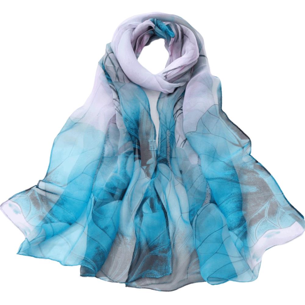 Embroidered Silk Scarf Breathable Long Wraps Summer Beach Shawl  for Women
