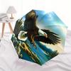 Eagle, Nature Automatic folding umbrella  simple eight rib design, bright color pattern, durable iron frame, ideal for travel and outdoor, b