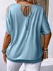 Women's Round Neck Elegant Off-Shoulder Tie-Back Print Top
