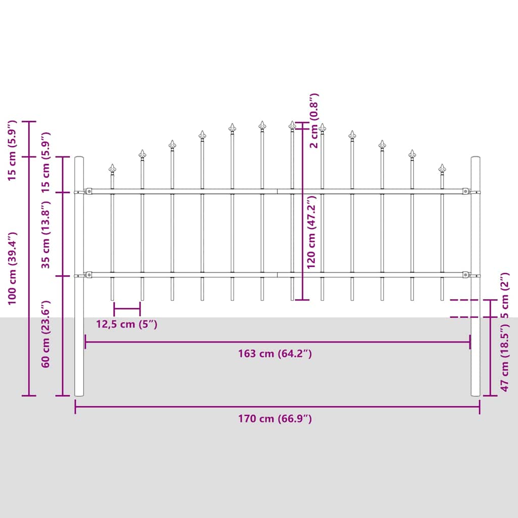 Garden Fence Woerden 3 pcs Gray