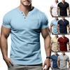 Cross-border Summer Casual T-shirt Men's Fashion Trend Sports Slim Fit Solid Color V-neck Pocket Men's Half-sleeve Top Men's