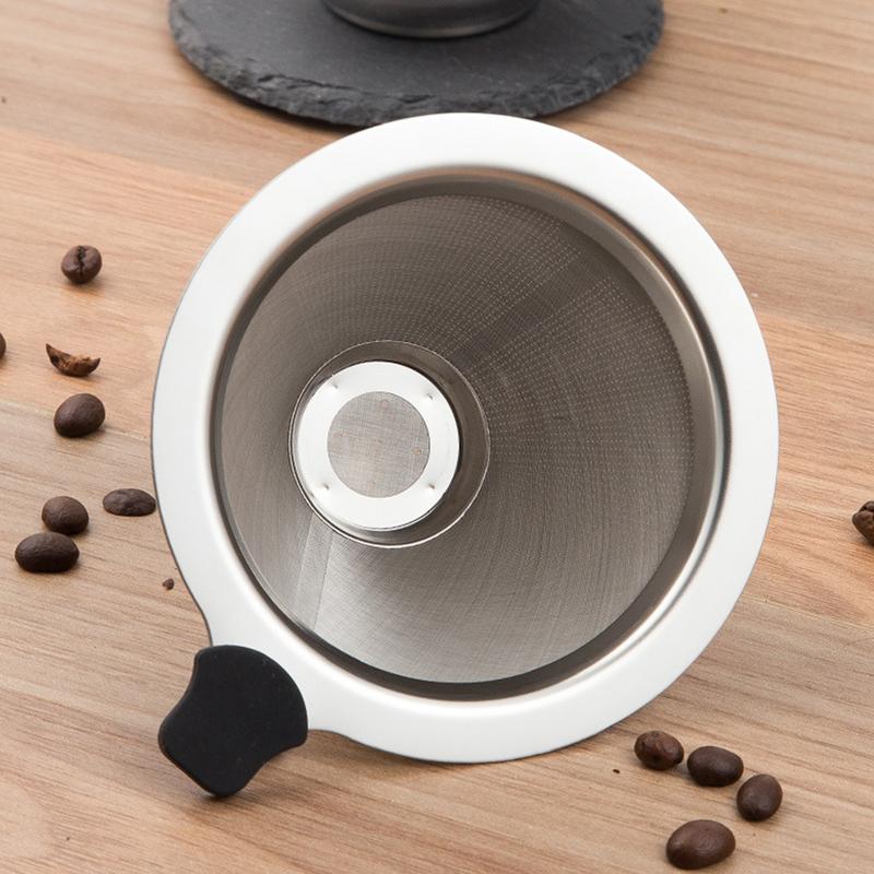 304 Stainless Steel Coffee Filter Reusable Double Layer Small And Light Compact Cone Dripper Hot Water Mesh New