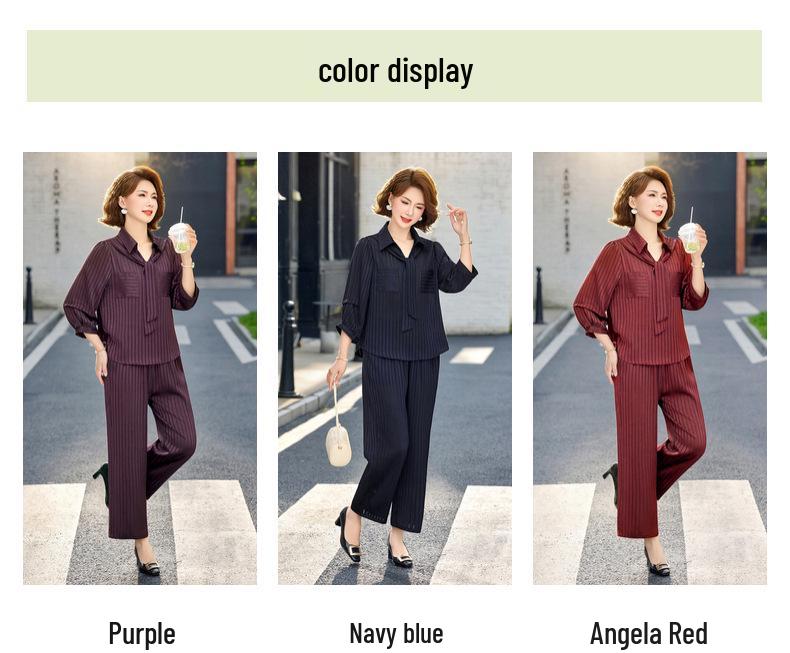 Women's Casual Striped Summer Suit Set 2026: Loose Fashion Slimming Two-Piece with Wide-Leg Pants.