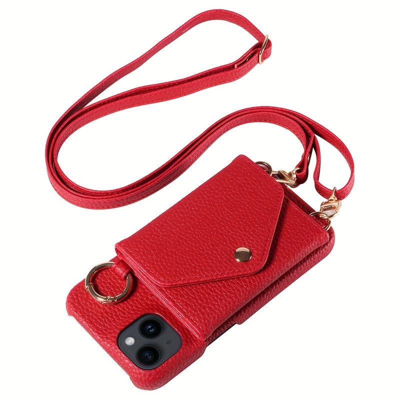 2026 V1992 Shockproof Faux Leather Phone Case iPhone 16 красный