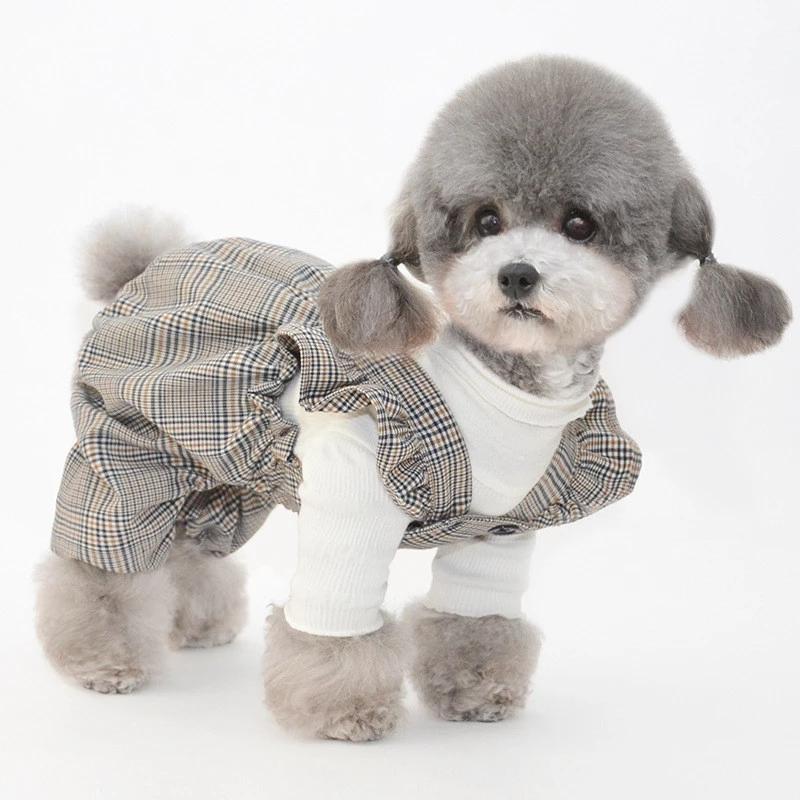 Summer Dog Clothes For Small Dogs Puppy Classic Butterfly Sleeve Jumpsuit Chihuahua Dress York Fashion Pet Costume Suit Overalls