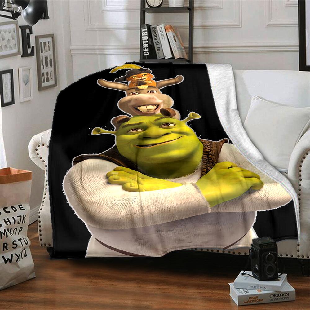 Shrek Theme Printed Blanket - Perfect for Couch, Bed, Travel & Outdoor Use | Machine Washable, Cozy & Durable.