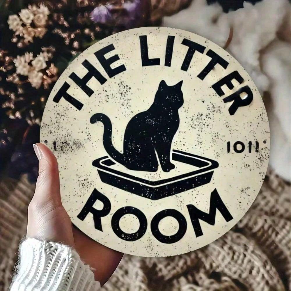 Black Cat Round Metal Sign Wall Decor Vintage Tin Poster for Bar Pub Home Black White Print