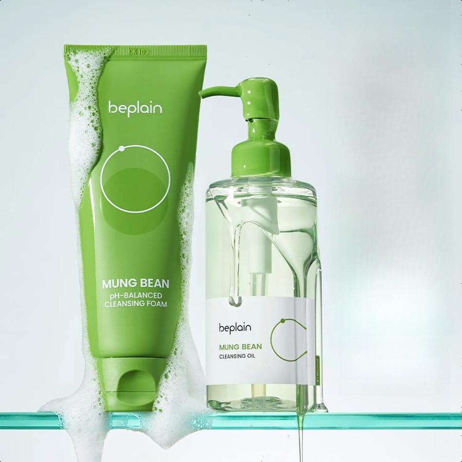 beplain Mung Bean Double Cleansing Set (Mung Bean pH-Balanced Cleansing Foam 160ml+Mung Bean Cleansing Oil 200ml) Cleansing Oil & Foam