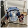 New girl bag women's bag spring fashion contrasting color tassel messenger mobile phone bag shoulder bucket bag